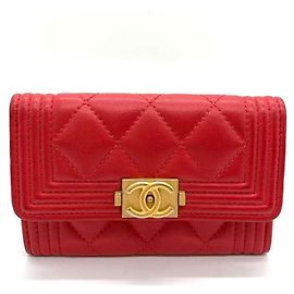 Chanel rotes Lammleder-Kartenetui Rot
