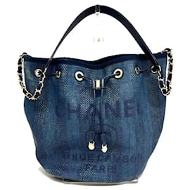 Chanel-Chanel Deauville Tote Bag-Blue