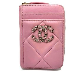 Monedero de piel de cordero rosa Chanel Rosa