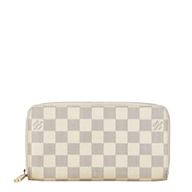 Louis Vuitton-Portafoglio Zippy Damier Azur Louis Vuitton-Bianco