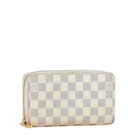 Louis Vuitton-Portafoglio Zippy Damier Azur Louis Vuitton-Bianco