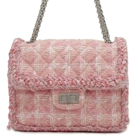 Chanel-Sac à bandoulière en tweed rose Chanel-Rose