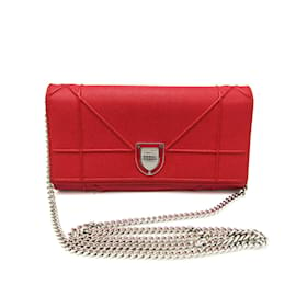 Christian Dior-Portafoglio in pelle con catena/spalla Christian Dior Diorama S0311PVRG per donne-Rosso