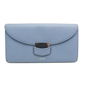 Céline-Portafoglio bi-fold grande Celine Trotter-Blu chiaro