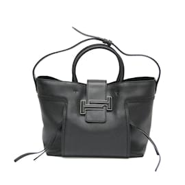 Tod's-Bolsa de compras Double T da Tod's-Preto