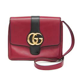 Gucci-Gucci Arli 550126 Women's Leather Shoulder Bag-Black,Dark red