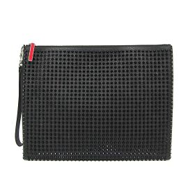 Borsa clutch in pelle con borchie Christian Louboutin Nero Rosso
