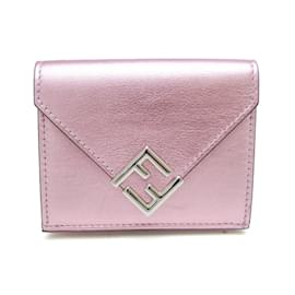 Fendi-Fendi FF Diamond 8M0480 Women's Leather Wallet-Silvery