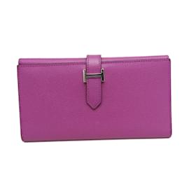 Hermès-Hermes Bearn Women's Epsom Leather Long Wallet-Purple