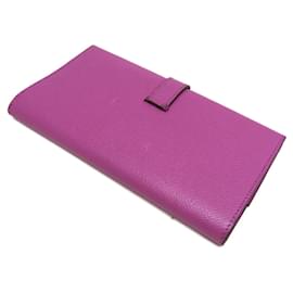 Hermès-Hermes Bearn Women's Epsom Leather Long Wallet-Purple