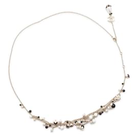 Chanel-Chanel Coco Mark Camellia Necklace-Black,White,Golden