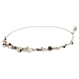 Chanel-Chanel Coco Mark Camellia Necklace-Black,White,Golden