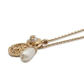 Chanel-Chanel Gold Necklace with Rhinestones and Fake Pearls-Golden