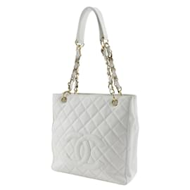 Chanel-Chanel PST Chain Tote Shoulder Bag-White