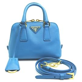 Prada-Bolso 2Way Prada en cuero Saffiano azul-Azul