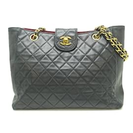 Chanel-Bolsa de ombro de corrente dupla Matelassé Chanel-Preto