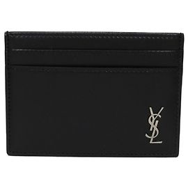 Yves Saint Laurent Black Calfskin Card Case Black