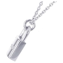 Hermès-Collier à cadenas amulette Hermes en or blanc-Autre