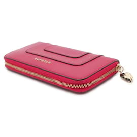 Bulgari-Cartera larga de cuero Bvlgari Serpenti con cremallera redonda-Rosa