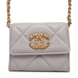 Chanel-Cartera de Cadena Chanel 19 Flap Matelassé Piel de Cordero-Castaño