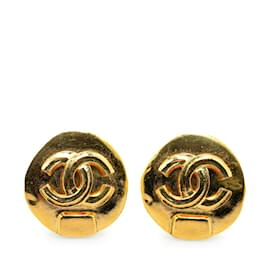 Chanel-Vintage Gold Clip Ohrringe von Chanel-Golden