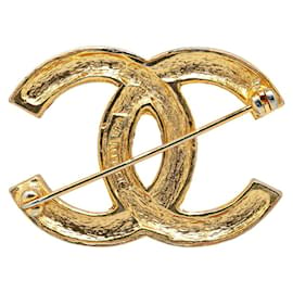 Chanel-Chanel Coco Mark Rhinestone Brooch-Golden