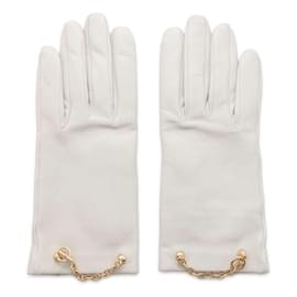 Hermès-Hermes Bonnie Chaine d'Ancre Gray Lambskin Gloves-Brown