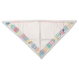 Hermès-Hermes Triangle Pointe Brode Twilly Au Block Silk Scarf-Multiple colors,Cream
