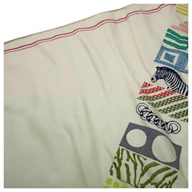 Hermès-Hermes Triangle Pointe Brode Twilly Au Block Silk Scarf-Multiple colors,Cream