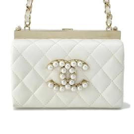 Chanel-Bolsa de ombro com corrente Chanel-Branco