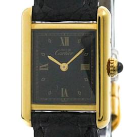 Cartier-Orologio da donna Cartier Must Tank in vermeil placcato oro con movimento al quarzo-Altro