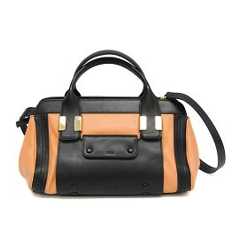 Chloé Little Alice Leather Handbag Black Camel