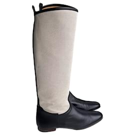 Hermès-Bottes de saut-Noir,Gris