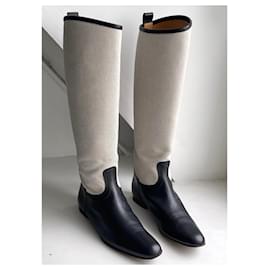 Hermès-Bottes de saut-Noir,Gris