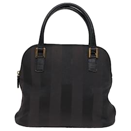 Fendi-Sac à main en toile Pecan FENDI 2 voies noir gris Auth 81862-Marron,Noir