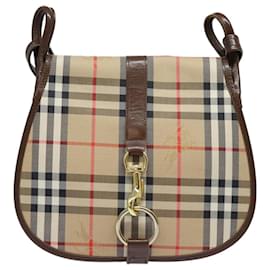 Autre Marque-Burberrys Nova Check Shoulder Bag Canvas Beige Auth ep4701-Beige