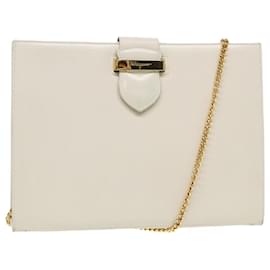 Salvatore Ferragamo-Bolsa de ombro com corrente Salvatore Ferragamo em couro branco Auth bs15693-Branco