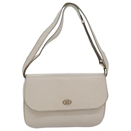 Céline-CELINE Shoulder Bag Leather White Auth 80169-White
