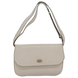 Céline-CELINE Shoulder Bag Leather White Auth 80169-White