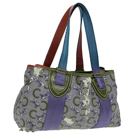 Céline-CELINE C saluki Hand Bag Coated Canvas Gray Brown blue Auth 80171-Brown,Blue