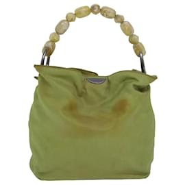 Christian Dior-Christian Dior Maris Pearl Hand Bag Nylon Green Auth 79559-Green