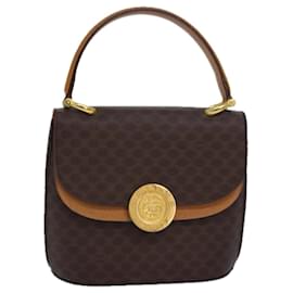 Céline-Bolsa de mão em lona Macadam CELINE em couro PVC marrom Auth 81366-Marrom