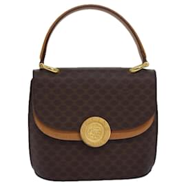 Céline-Bolsa de mão em lona Macadam CELINE em couro PVC marrom Auth 81366-Marrom