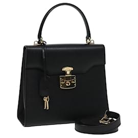 Gucci-Bolsa de mão em couro GUCCI Ready Lock 2 vias preta 000 2026 0258 Auth 81897-Preto