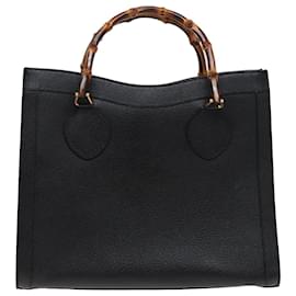 Gucci-Bolso de mano de cuero negro GUCCI Bamboo Auth 78439-Negro