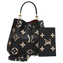 Louis Vuitton-LOUIS VUITTON Borsa Neo Noé Monogram Empreinte Nero Beige M45497 LV Auth 81142SA-Nero,Beige,Monogramma