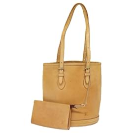 Louis Vuitton-LOUIS VUITTON Nomad leather Bucket PM Shoulder Bag Beige M85001 LV Auth 80351-Beige