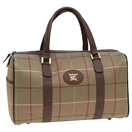 Autre Marque-Burberrys Nova Check Boston Bag Canvas Beige Auth bs15740-Beige