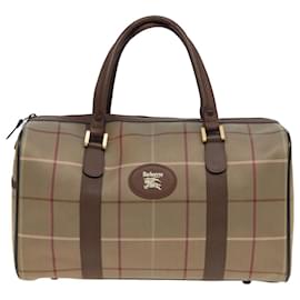 Autre Marque-Burberrys Nova Check Boston Bag Canvas Beige Auth bs15740-Beige