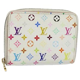 Louis Vuitton-LOUIS VUITTON Monogram Multicolore Zippy Portamonete Bianco M93741 LV Auth 81226-Bianco